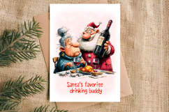 Christmas card templates Old lady Grandma with Santa Claus Product Image 4