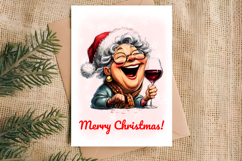 Christmas card design Funny elderly lady Holiday wishes PNG Product Image 2