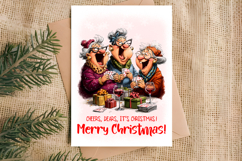 Christmas card design Funny elderly lady with best friends Product Image 4