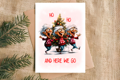 Christmas card design printable Elderly old ladies dancing Product Image 2