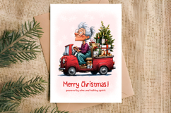 Christmas card printable Old lady Grandma holiday wishes PNG Product Image 3