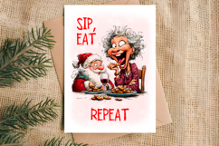 Christmas card design Funny elderly lady Holiday wishes PNG Product Image 4