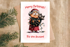 Christmas card printable designs Sad elderly lady with cat Product Image 4