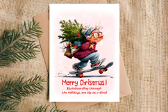 Christmas card printable Old lady Grandma holiday wishes PNG Product Image 7