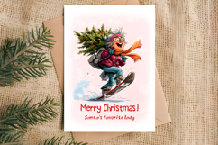 Christmas card templates Funny elderly woman skateboarding Product Image 3