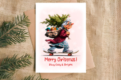 Christmas card templates Funny elderly woman skateboarding Product Image 4