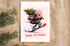Christmas card printable Old lady Grandma holiday wishes PNG Product Image 9