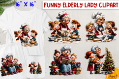 Christmas clipart Happy elderly lady grandma with family PNG Product Image 1