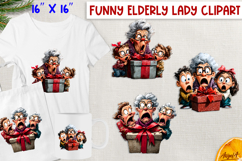 Christmas clipart Happy elderly lady grandma with grandsons Product Image 1