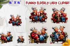 Christmas elderly old lady with friends clipart bundle Humor Product Image 8