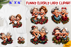 Christmas elderly old lady with friends clipart bundle Humor Product Image 9