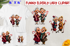 Christmas elderly old lady with friends clipart bundle Humor Product Image 10
