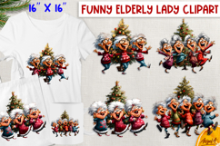 Christmas clipart Best friends clipart old lady dancing PNG Product Image 1