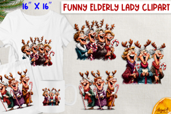 Friendship clipart Elderly ladies in deer antlers and candy Product Image 1