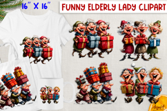 Christmas elderly old lady with friends clipart bundle Humor Product Image 15