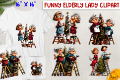 Christmas elderly old lady with friends clipart bundle Humor Product Image 13