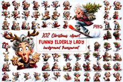 Christmas elderly old lady clipart bundle Humor Funny woman Product Image 1