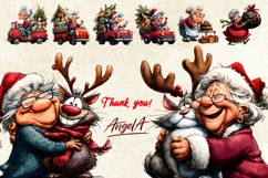 Christmas elderly old lady clipart bundle Humor Funny woman Product Image 5