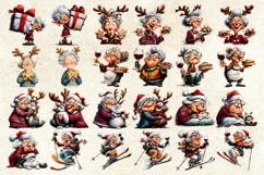 Christmas elderly old lady clipart bundle Humor Funny woman Product Image 4