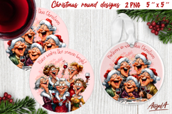 Christmas round coaster Humor adult Old lady and best friend Product Image 1