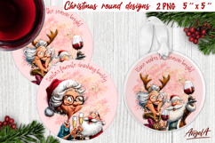 Christmas round coaster bundle Funny old lady sublimation Product Image 14