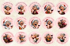 Christmas round coaster bundle Funny old lady sublimation Product Image 3