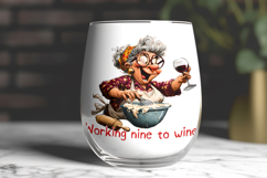 Christmas wine tumbler sublimation designs Elderly lady wine Product Image 2