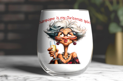 Christmas wine tumbler sublimation Funny old lady Prosecco Product Image 2