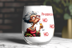Christmas wine tumbler sublimation Funny old lady Prosecco Product Image 4
