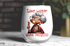 Christmas wine tumbler sublimation Funny old lady Prosecco Product Image 3