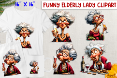 Christmas elderly old lady clipart bundle Humor Funny woman Product Image 11