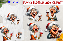 Christmas elderly old lady clipart bundle Humor Funny woman Product Image 9