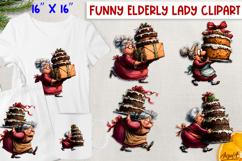 Christmas elderly old lady clipart bundle Humor Funny woman Product Image 10