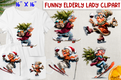 Christmas elderly old lady clipart bundle Humor Funny woman Product Image 13