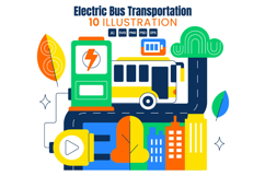 10 Electric Bus Transportation Illustration Product Image 1