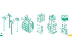 Isometric Electrical Transformer Set. Product Image 1