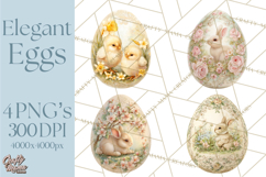 Elegant Easter Bunny Clipart PNG, Spring Easter Egg Clip Art Product Image 1