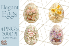 Elegant Easter Bunny Clipart PNG, Spring Easter Egg Clip Art Product Image 1