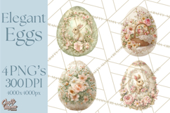 Elegant Easter Bunny Clipart PNG, Spring Easter Egg Clip Art Product Image 1