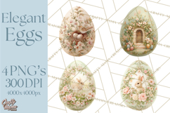 Elegant Easter Bunny Clipart PNG, Spring Easter Egg Clip Art Product Image 1