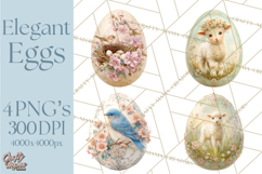 Elegant Easter Bunny Clipart PNG, Spring Easter Egg Clip Art Product Image 1