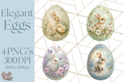 Elegant Easter Bunny Clipart PNG, Spring Easter Egg Clip Art Product Image 1