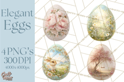 Elegant Easter Bunny Clipart PNG, Spring Easter Egg Clip Art Product Image 1