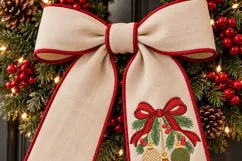 Christmas Ornaments Red Bow Embroidery Design Product Image 4