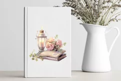Vintage Boho Composition Flowers. Candles, Books, PNG Product Image 4