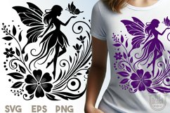 Elegant Flower Fairy Silhouette SVG File | Floral Design SVG Product Image 1