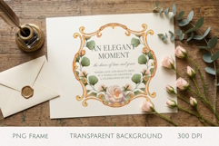 Elegant Gold Floral Frame PNG Product Image 1
