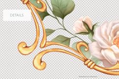 Elegant Gold Floral Frame PNG Product Image 2