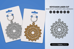Elegant Mandala Keychain Laser Cut Product Image 1