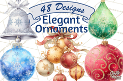 Christmas Ornaments Clipart PNG, Elegant Holiday Decor Product Image 1